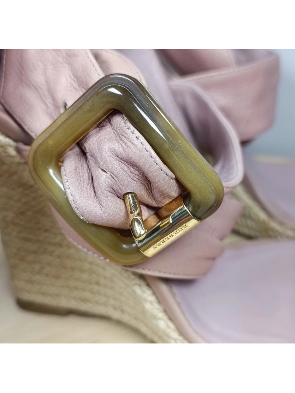 Burberry Pink Wrap-Ankle Espadrille Wedge Sandals - Picture 8 of 8
